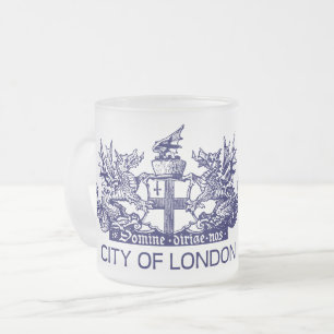 City of London, Vintage, Coat of Arms, England UK Frosted Glass Coffee Mug