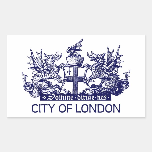 City of London, Vintage, Coat of Arms, England UK Rectangular Sticker (Front)
