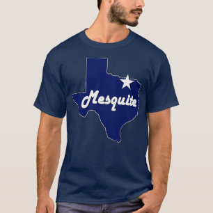 City of Mesquite Texas Lone State Map Navy Blue T-Shirt