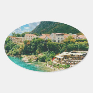 City of Mostar - Bosnia and Herzegovina Oval Sticker