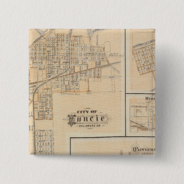 City of Muncie, Delaware Co with Yorktown 15 Cm Square Badge (Front)