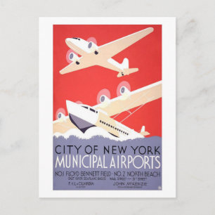 City Of New York Airports Postcard