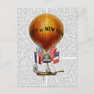 City of New York Hot Air Balloon Postcard