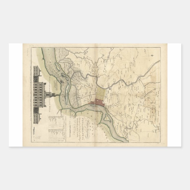 City of Philadelphia Pennsylvania Map (1777) Rectangular Sticker (Front)