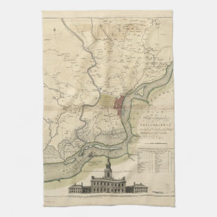 City of Philadelphia Pennsylvania Map (1777) Tea Towel
