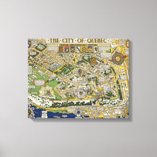 City of Quebec Map Canvas Print