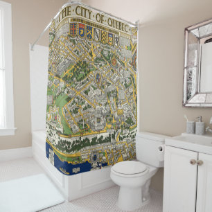 City of Quebec Map Shower Curtain