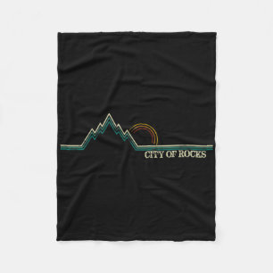 City Of Rocks Idaho Retro Mountain Climbing Summer Fleece Blanket