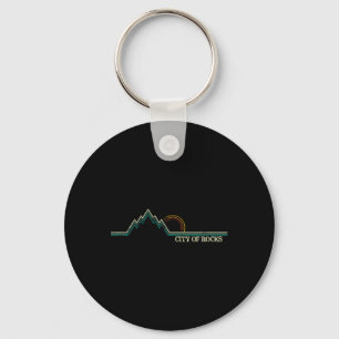 City Of Rocks Idaho Retro Mountain Climbing Summer Key Ring