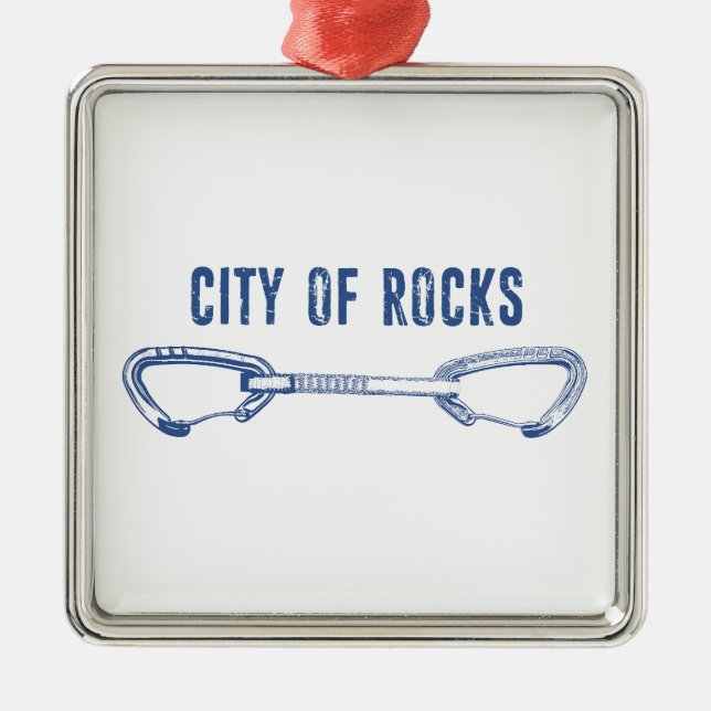 City Of Rocks Idaho Rock Climbing Quickdraw Metal Tree Decoration (Front)