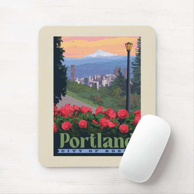 City of Roses | Portland, Oregon Mouse Mat (With Mouse)