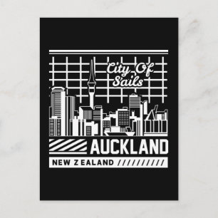 City of Sails Auckland New Zealand Skyline Postcard