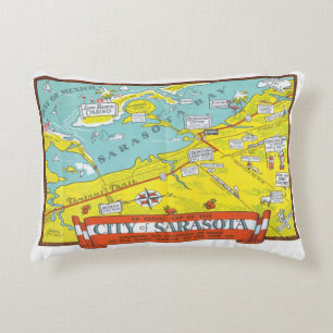 City of Sarasota Map Decorative Cushion