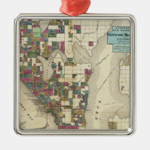 City Of Seattle And Environs Metal Tree Decoration