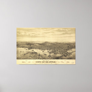 City of Seattle Puget Sound Washington Map (1878) Canvas Print