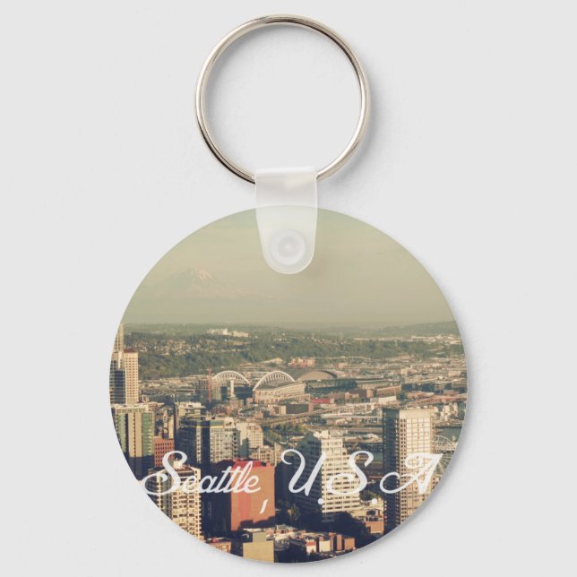 City of Seattle. View from city tower. Landscape Key Ring (Front)