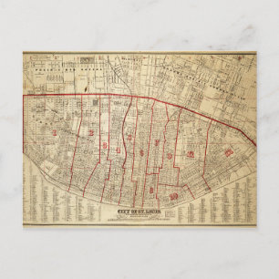 City of St. Louis, Missouri Map (1870) Postcard
