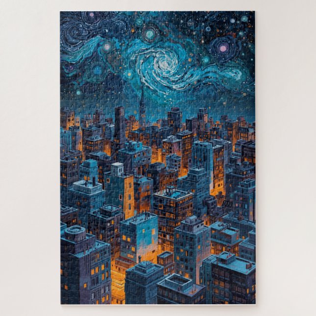 City of Stars & Light – Urban Dreamscape Night Jigsaw Puzzle (Vertical)