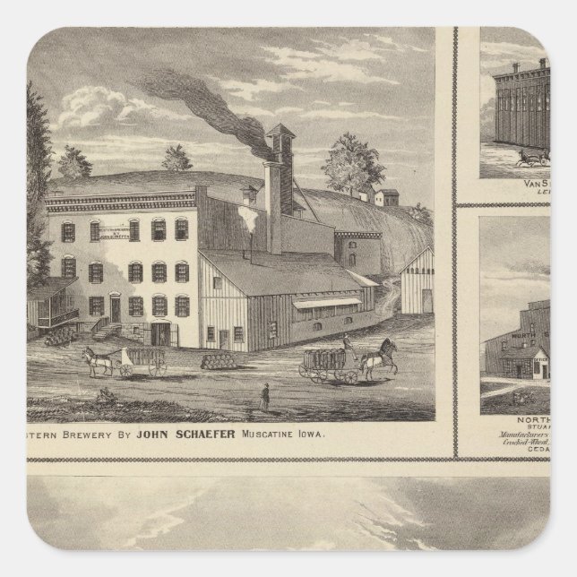 City of Storm Lake brewery, Muscatine bldg Square Sticker (Front)