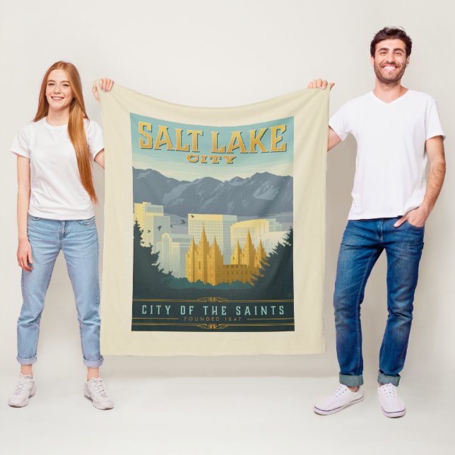 City of the Saints | Salt Lake City, Utah Fleece Blanket (In Situ)