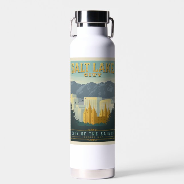City of the Saints | Salt Lake City, Utah Water Bottle (Front)