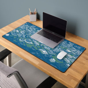 City of Tomorrow Blueprint - Retro Architectural Desk Mat