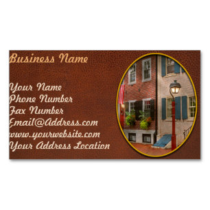 City - PA Philadelphia - American townhouse Magnetic Business Card