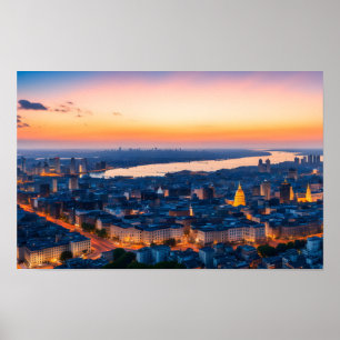 City panorama in sunset poster