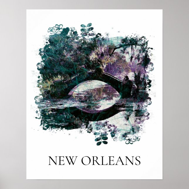 *~* City Park New Orleans Bridge Art Painting Poster (Front)
