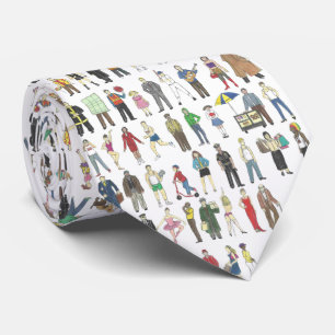 City People NYC New York New Yorker Watercolor Tie