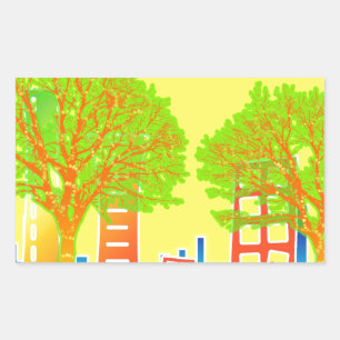 City People Rainbow Colourful Destiny Rectangular Sticker