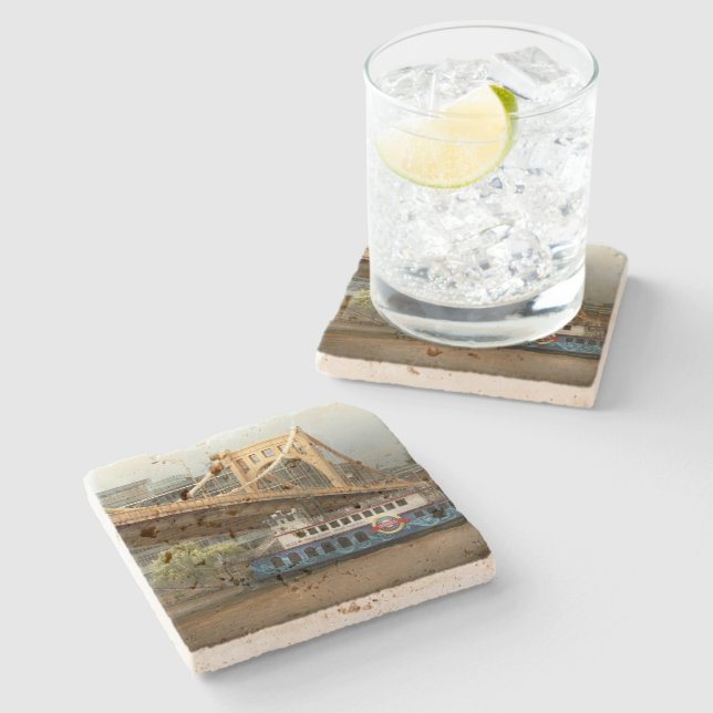 City - Pittsburg PA - Great memories Stone Coaster (Side)