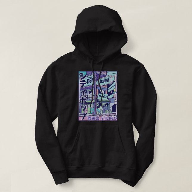 City Pop Aesthetic Vaporwave Style 80s Japanese An Hoodie (Design Front)
