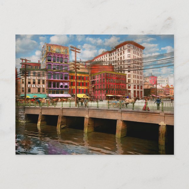 City - Providence RI - Crawford Street Bridge 1906 Postcard (Front)