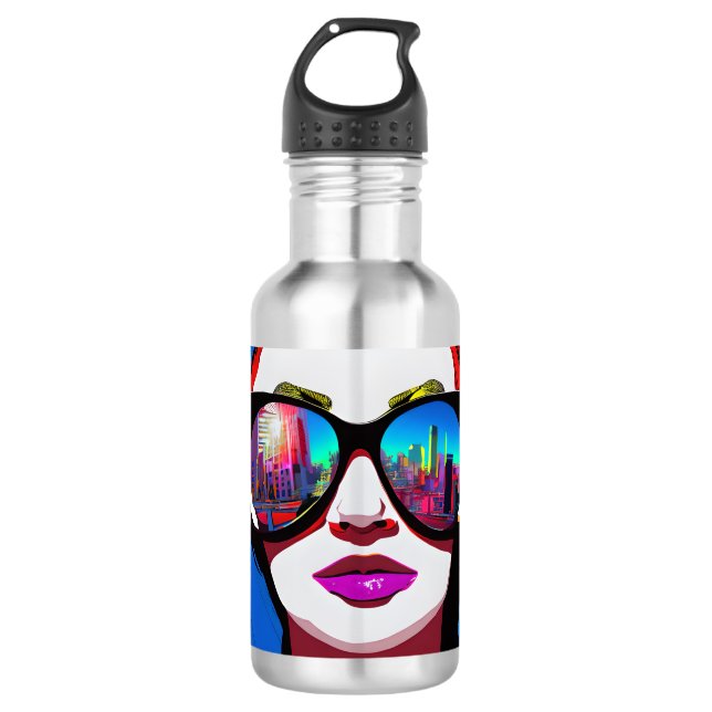 City Reflection in Sunglasses Woman 532 Ml Water Bottle (Front)
