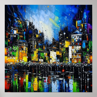 City Scape at Night Poster