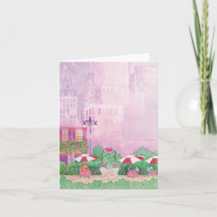 city scape cafe watercolor blank note card