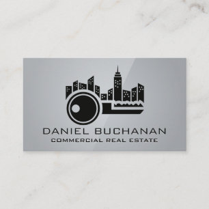 City Scape Skyline   Key Logo   Real Estate Business Card