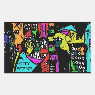CITY SCENE SATIVA RECTANGULAR STICKER