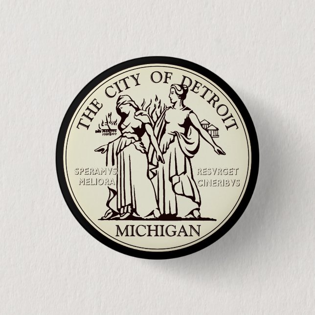 City Seal of Detroit 3 Cm Round Badge (Front)