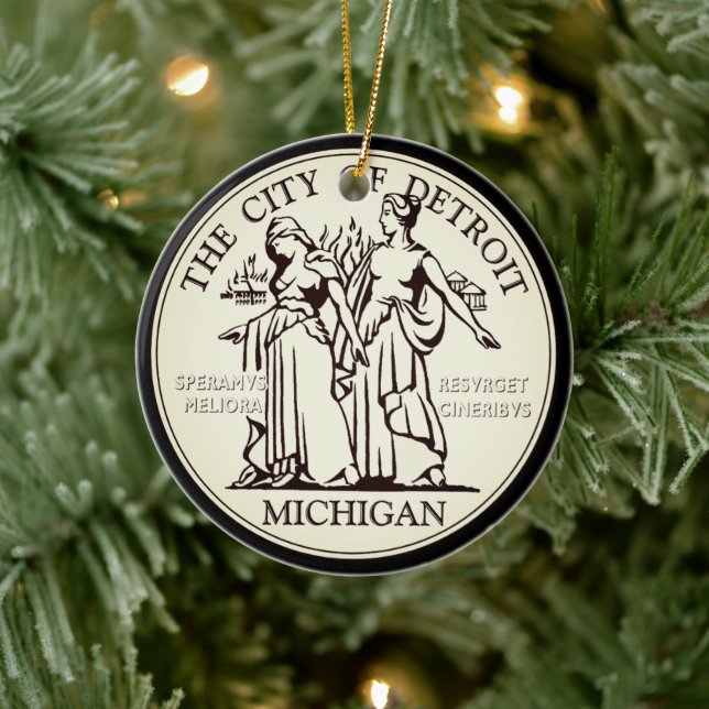 City Seal of Detroit Ceramic Tree Decoration (Tree)