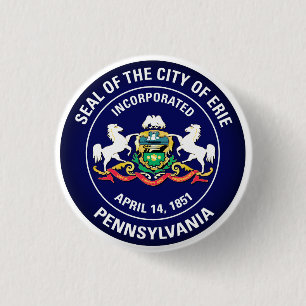 City Seal of Erie, Pennsylvania 3 Cm Round Badge