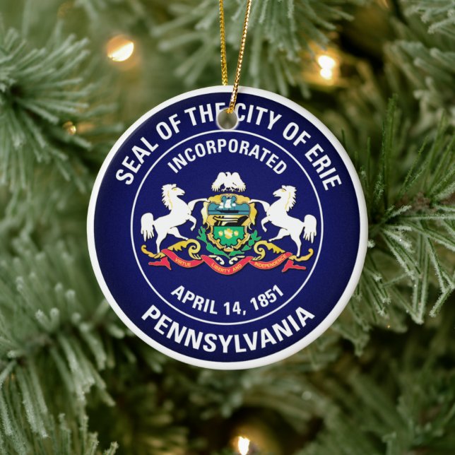 City Seal of Erie, Pennsylvania Ceramic Tree Decoration (Tree)