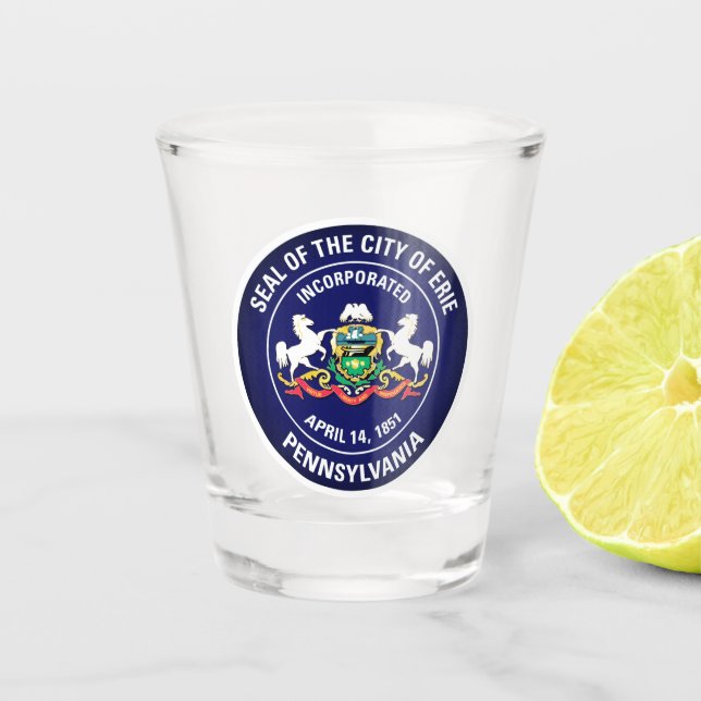 City Seal of Erie, Pennsylvania Shot Glass (Front)