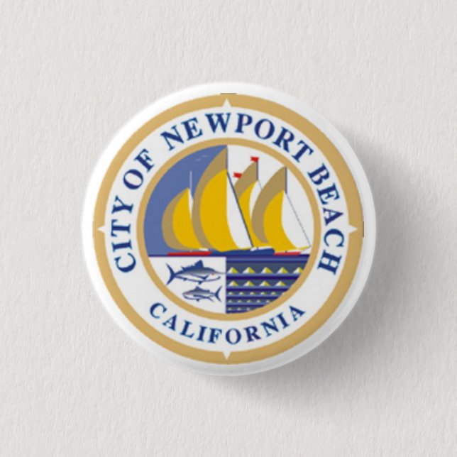 City Seal of Newport Beach, California 3 Cm Round Badge (Front)