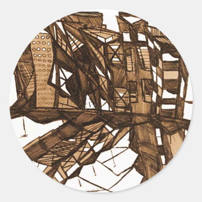 city shadow classic round sticker (Front)