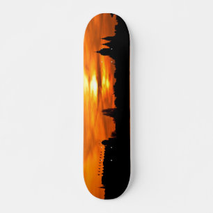 City Silhouette at Sunset Skateboard