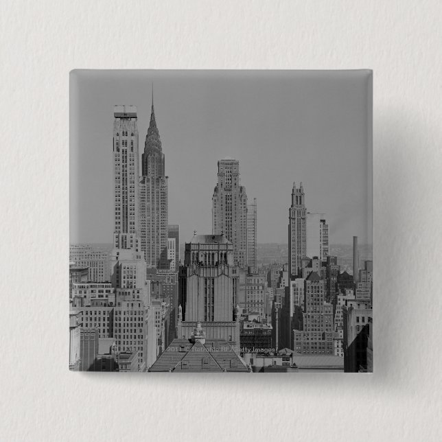 City skyline 15 cm square badge (Front)