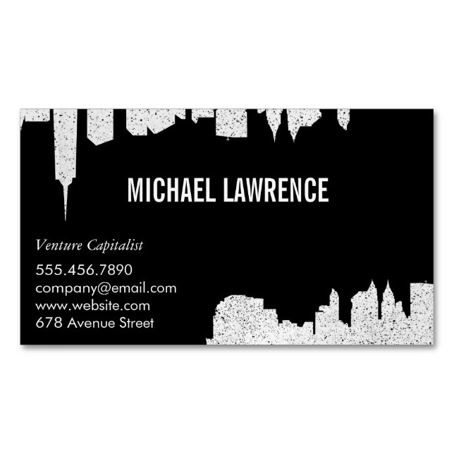 City Skyline | Abstract (speckled) Magnetic Business Card (Front)