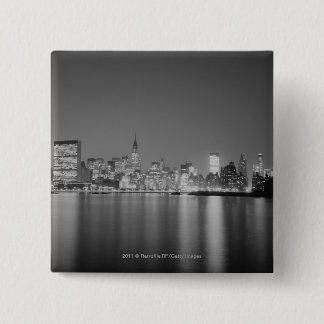 City skyline at night 15 cm square badge